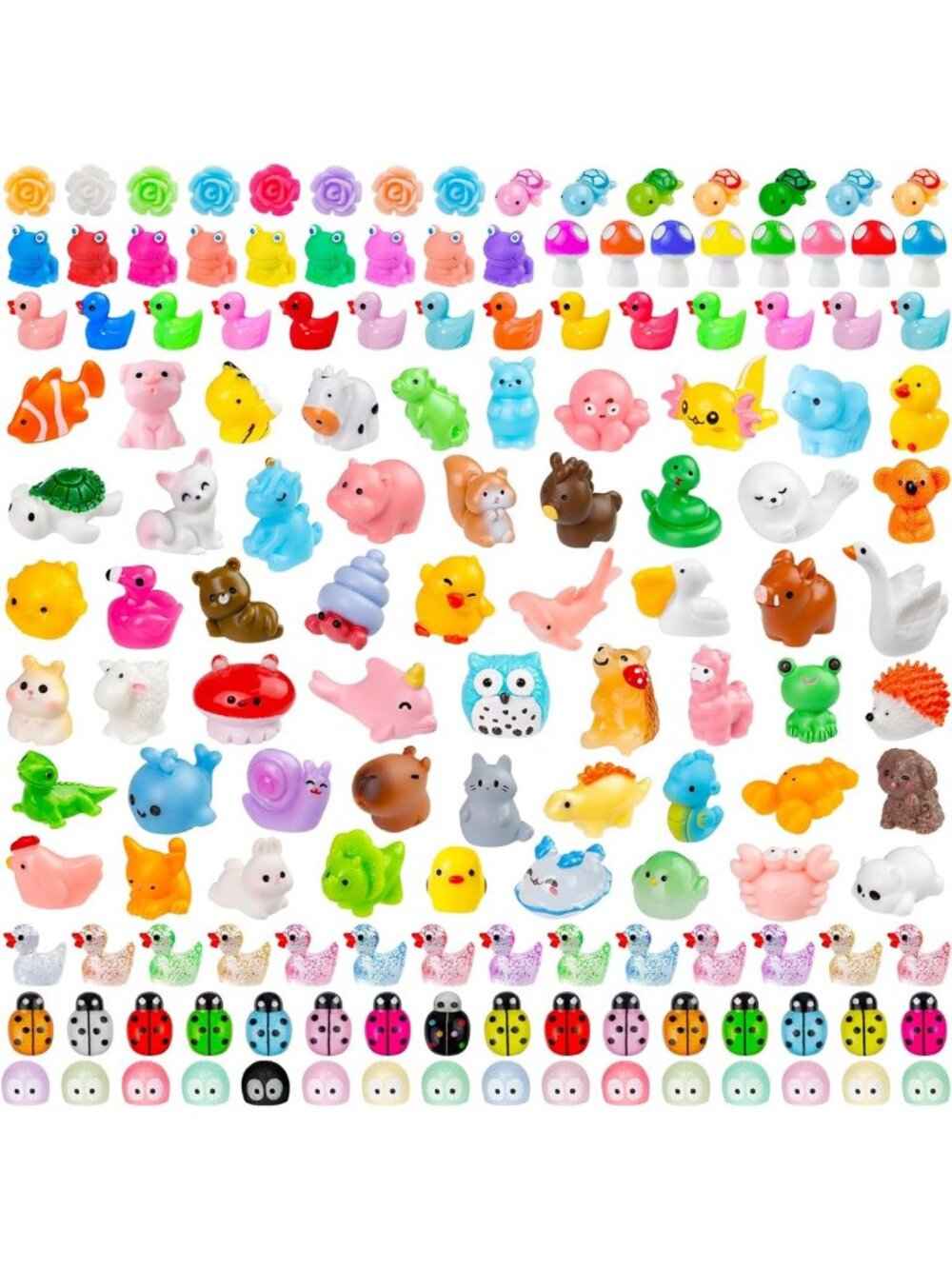 200 Miniature Figurines - Colorful Resin Animals for Fairy Garden, Dollhouse
